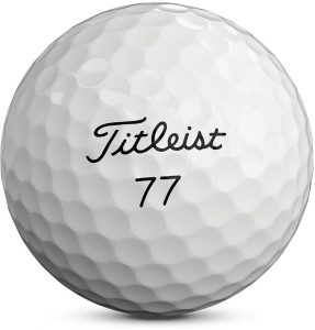 golf ball with numbers 77 on it
